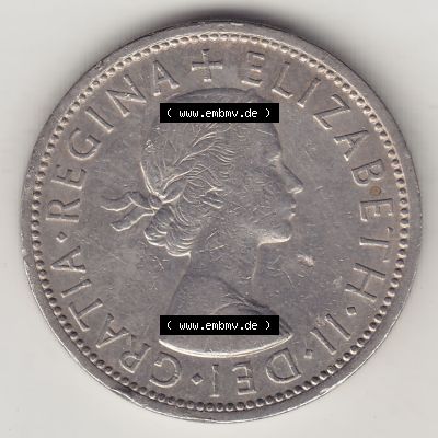 Münzen Großbritannien Umlaufmünze 1954-1970, 2 Schilling - Shillings 1967-1. Vorderseite der alten britischen Münze aus Großbritannien zum katalogisieren und verwalten... Sammlung