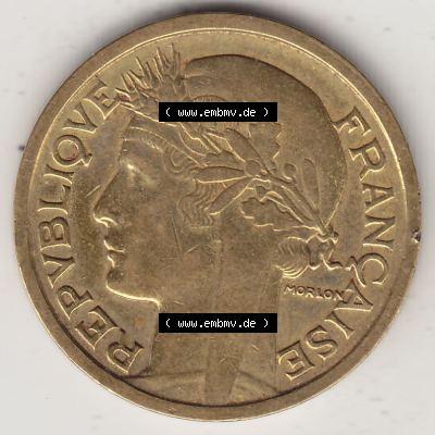 Alte Münzen KMS Frankreich, aus Kursmünzensatz-Zusammenstellung der Jahre 1917-1952, mit der Münze 1931-1941, 1 Franken, Franc, 1939-1. Vorderseite der... Sammlung