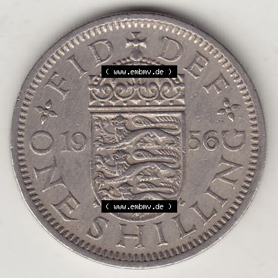 Münzen Großbritannien Umlaufmünze 1954-1970, 1 Schilling - Shilling, 1956-2 Wappen mit 3 Löwen (2) Sammlung