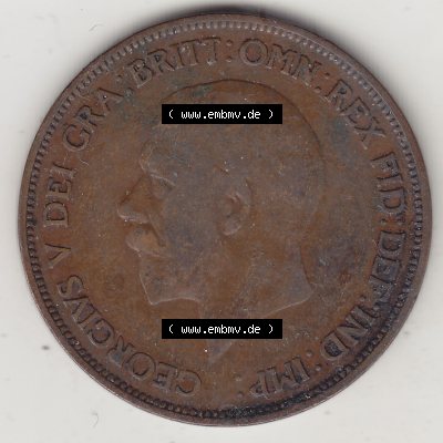 Münzen Großbritannien Umlaufmünze 1928-1936, 1 One Penny, 1936-2, George V. BM GEORGIVS V DEI GRABRITTOMNREX FIDDEFINDIMP. Vorderseite der alten britischen... Sammlung