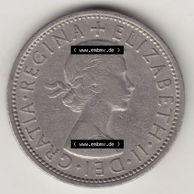 Münzen Großbritannien Umlaufmünze 1954-1970, 2 Schilling - Shillings 1966-6. Vorderseite der alten britischen Münze aus Großbritannien zum katalogisieren und verwalten... Sammlung