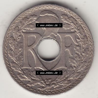 Alte Münzen KMS Frankreich, aus Kursmünzensatz-Zusammenstellung der Jahre 1917-1952, mit der Münze 1917-1938, 10 Cmes, Centimes 1933-1. Vorderseite der alten... Sammlung