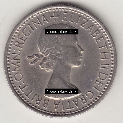 Münzen Großbritannien Umlaufmünze 1954-1970, 1 Schilling - One Shilling, 1953-2 Wappen mit drei Löwen. Vorderseite der alten britischen Münze aus Großbritannien... Sammlung