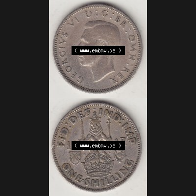 Münzen Großbritannien Umlaufmünze 1947-1948, 1 Schilling - One Shilling 1947-2 Sitzender Löwe auf Krone. Vorderseite und Rückseite vertikal untereinander auf einen... Sammlung