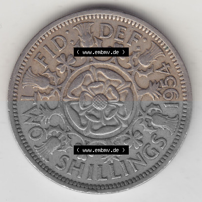 Münzen Großbritannien Umlaufmünze 1954-1970, 2 Schilling - Shillings 1954 (Stück 1) (2) Sammlung