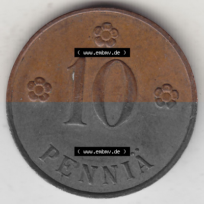 Alte Münzen KMS Finnland, Kursmünzensatz 1919-1940, 10 Penny, Penniä 1931. Rückseite mit Wert-Zahl bzw. Nennwert einer Münze... Sammlung