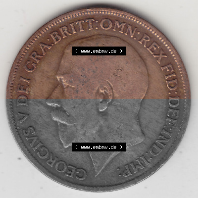 Münzen Großbritannien Umlaufmünze 1911-1926, 1 One Penny, 1921 (Stück 1), George V, B.M. GEORGIVS V DEI GRABRITTOMNREX FIDDEFINDIMP.... Sammlung