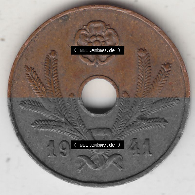 Alte Münzen KMS Finnland, Kursmünzensatz 1941-1943, 5 Penny, Penniä, Kupfer 1941 (Stück 1). Vorderseite einer Münze aus KMS... Sammlung