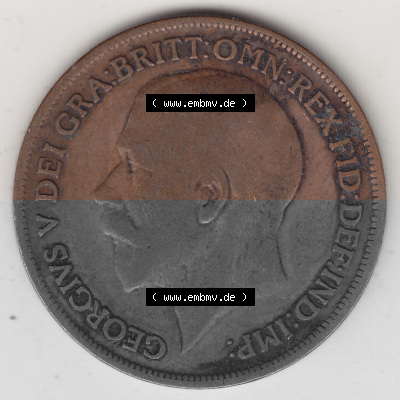 Münzen Großbritannien Umlaufmünze 1911-1926, 1 One Penny, 1913 (Stück 1), George V, B.M. GEORGIVS V DEI GRABRITTOMNREX FIDDEFINDIMP.... Sammlung