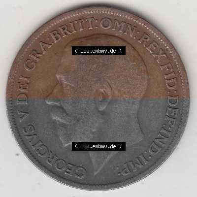 Münzen Großbritannien Umlaufmünze 1911-1926, 1 One Penny, 1920 (Stück 1), George V, B.M. GEORGIVS V DEI GRABRITTOMNREX FIDDEFINDIMP.... Sammlung