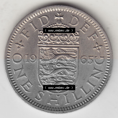 Münzen Großbritannien Umlaufmünze 1954-1970, 1 Schilling - Shilling, 1965 (Stück 1) Wappen mit 3 Löwen (2) Sammlung