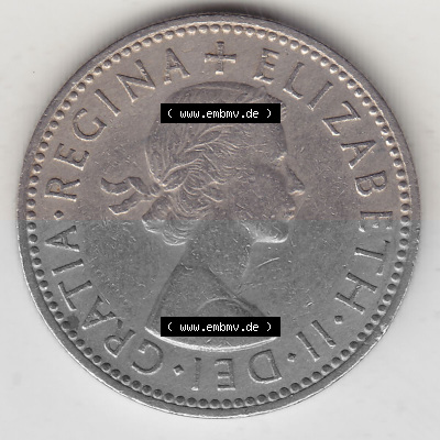 Münzen Großbritannien Umlaufmünze 1954-1970, 1 Schilling - One Shilling, 1955 (Stück 1) Wappen mit einen Löwen. Vorderseite... Sammlung