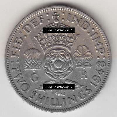 Münzen Großbritannien Umlaufmünze 1947-1948, 2 Schilling - Shillings 1948 (Stück 1) (2) Sammlung