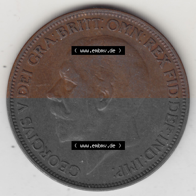 Münzen Großbritannien Umlaufmünze 1927-1927, 1 One Penny, 1927 (Stück 1), George V, BM GEORGIVS V DEI GRABRITTOMNREX FIDDEFINDIMP.... Sammlung