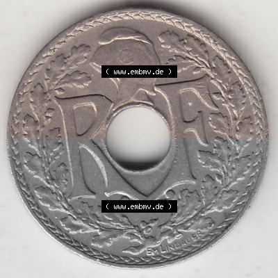 Alte Münzen KMS Frankreich, aus Kursmünzensatz-Zusammenstellung der Jahre 1917-1952, mit der Münze 1920-1938, 5 Cmes, Centimes... Sammlung