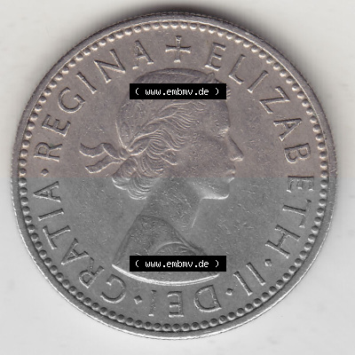 Münzen Großbritannien Umlaufmünze 1954-1970, 1 Schilling - One Shilling, 1956 (Stück 1) Wappen mit drei Löwen. Vorderseite... Sammlung