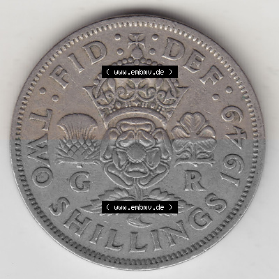 Münzen Großbritannien Umlaufmünze 1949-1951, 2 Schilling - Shillings 1949 (Stück 1) (2) Sammlung