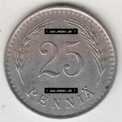 Alte Münzen KMS Finnland, Kursmünzensatz 1921-1940, 25 Penny, Penniä 1937. Rückseite mit Wert-Zahl bzw. Nennwert einer Münze... Sammlung