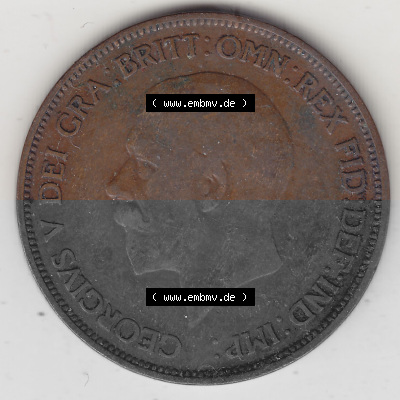 Münzen Großbritannien Umlaufmünze 1928-1936, 1 One Penny, 1936 (Stück 2), George V. BM GEORGIVS V DEI GRABRITTOMNREX FIDDEFINDIMP.... Sammlung