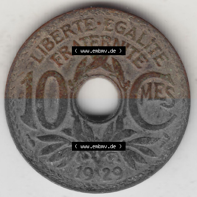 10 Cmes / Centime / Cent Umlaufmünze aus Frankreich in der Francs-Währung Sammlung