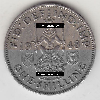 Münzen Großbritannien Umlaufmünze 1947-1948, 1 Schilling - One Shillings 1948 (Stück 1) Sitzender Löwe auf Krone. Rückseite... Sammlung
