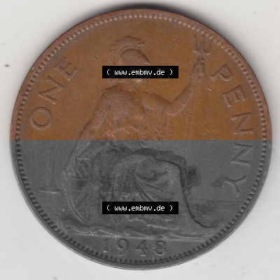 Münzen Großbritannien Umlaufmünze 1937-1948. 1 One Penny 1948 (Stück 1), George VI, GEORGIVS VI DGBROMNREX FDINDIMP. HP. Rückseite... Sammlung