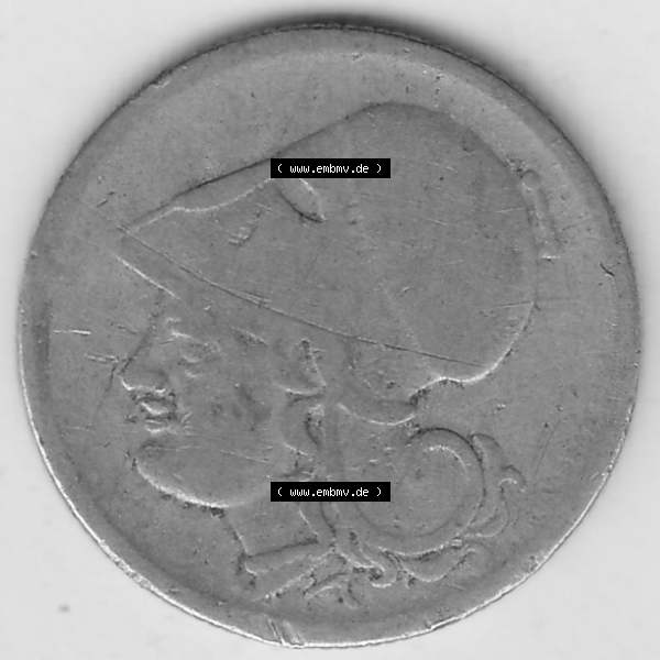 Grau bzw. s/w Alte Münzen KMS Griechenland, Kursmünzensatz 1926-1926, 20 Lepta Aenta 1926-1. Rückseite der alten griechischen Umlaufmünze aus Griechenland in der Drachmen-Währung... Sammlung Graustufen