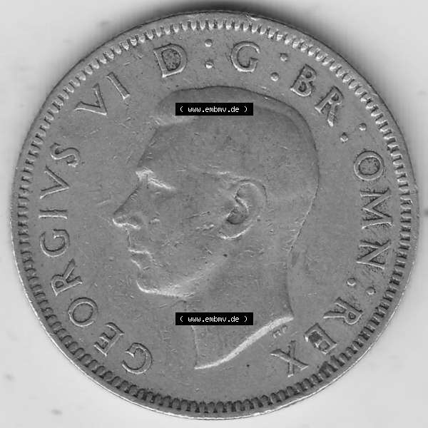 Grau bzw. s/w Alte Münzen Großbritannien Umlaufmünze 1949-1951, 1 One Schilling - Shilling, 1948-5 Stehender Löwe auf Krone. Vorderseite der alten britischen Münze aus Großbritannien... Sammlung Graustufen
