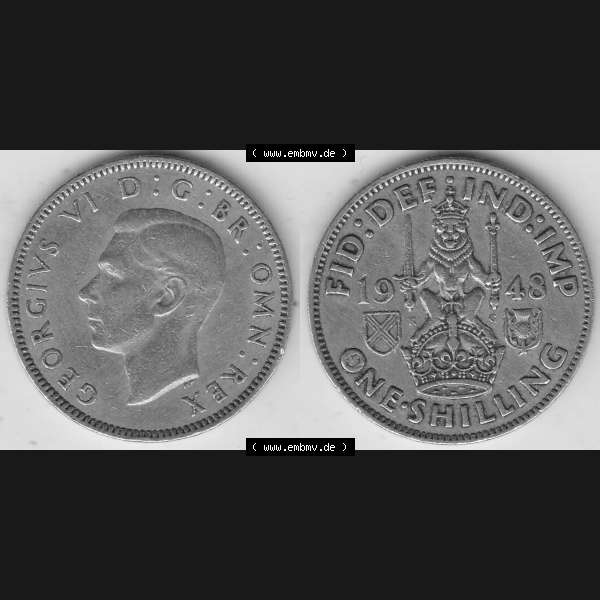 Grau bzw. s/w Alte Münzen Großbritannien Umlaufmünze 1947-1948, 2 Schilling - One Shillings 1948-2 Sitzender Löwe auf Krone. Vorderseite und Rückseite horizontal auf einen digitalen... Sammlung Graustufen