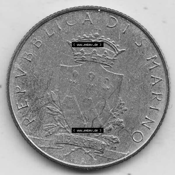 Grau bzw. s/w Bildmaterial Münzensatz / KMS 1979 aus San Marino 1979-1979, 200 Lire, L.200, J. V. LIBERTAS REPVBBLICA DI S. MARINO, 1979 L.200.... Sammlung Graustufen