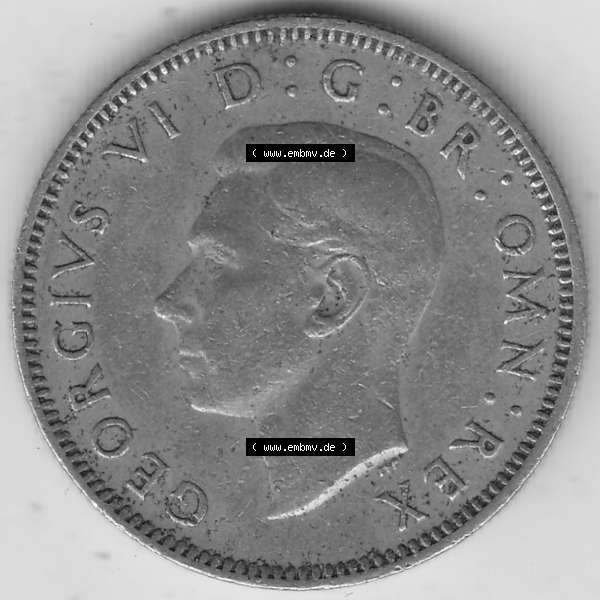 Grau bzw. s/w Alte Münzen Großbritannien Umlaufmünze 1949-1951, 1 One Schilling - Shilling, 1948-2 Stehender Löwe auf Krone. Vorderseite der alten britischen Münze aus Großbritannien... Sammlung Graustufen