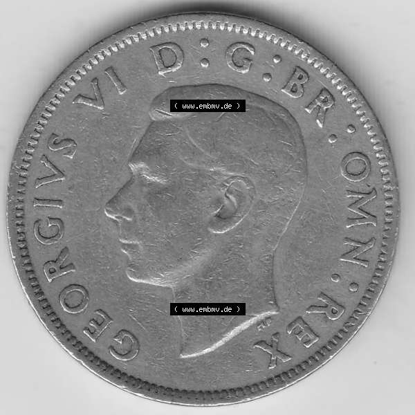Grau bzw. s/w Alte Münzen Großbritannien Umlaufmünze 1947-1948, 2 Schilling-Florin, Two Shillings, 1948-8, George VI, GEORGIVS VI D G BR OMN REX, FID DEF IND IMP,... Sammlung Graustufen