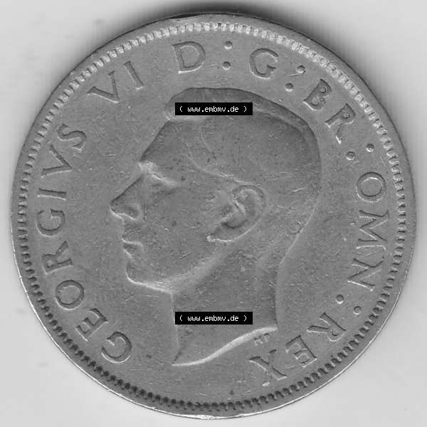 Grau bzw. s/w Alte Münzen Großbritannien Umlaufmünze 1947-1948, 2 Schilling-Florin, Two Shillings, 1948-6, George VI, GEORGIVS VI D G BR OMN REX, FID DEF IND IMP,... Sammlung Graustufen