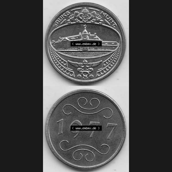 Grau bzw. s/w Alte Münzen KMS Niederlande, Kursmünzensatz 1977, 1977-1977, Medaille aus Kursmünzensatz 1977. Digitales Bild / Bildmaterial für IPhone und Mobil-Geräte... Sammlung Graustufen
