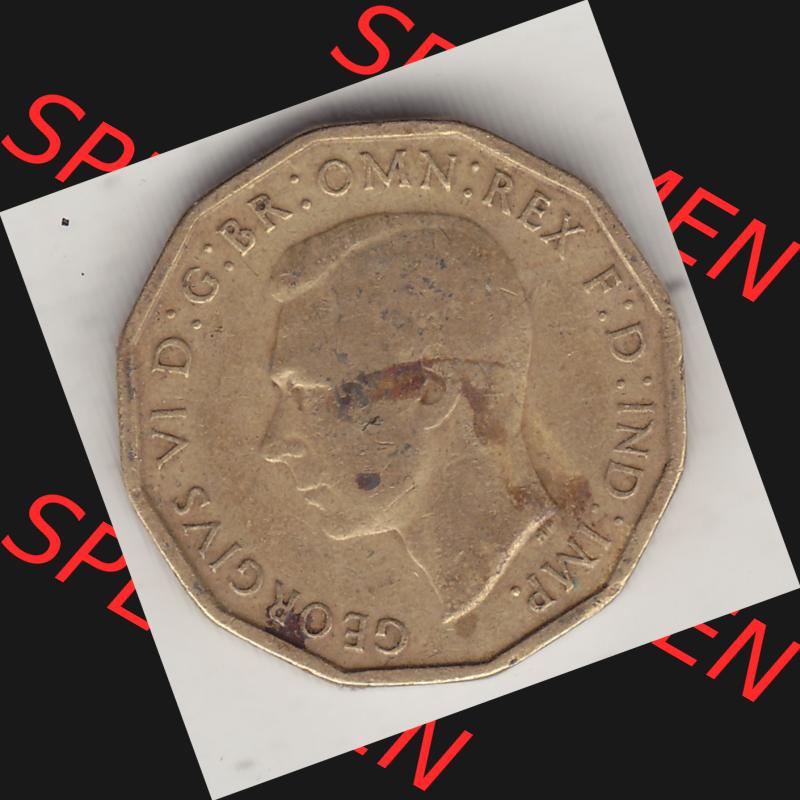 Alte Münzen Großbritannien Umlaufmünze 1937-1948, 3 Pence, Three Pence 1944-1, George VI, GEORGIVS VI D G BR OMN REX F D IND IMP. Vorderseite der alten britischen... Sammlung