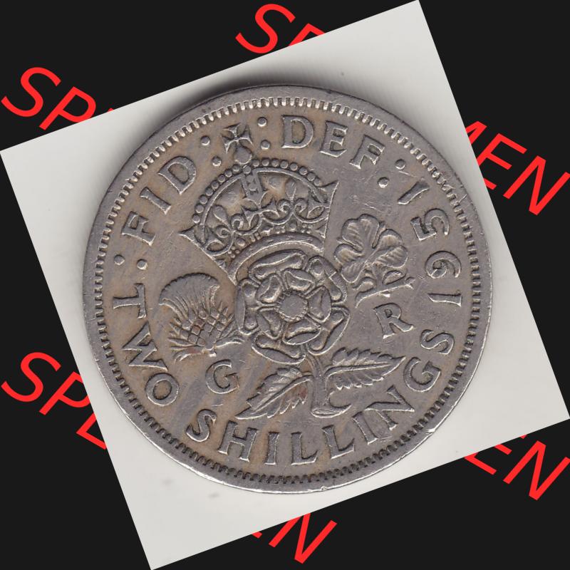 Alte Münzen Großbritannien Umlaufmünze 1949-1951, 2 Schilling, Shillings (Florin) 1951-3, George VI, GEORGIVS VI DG BR OMN REX, FID DEF TWO SHILLINGS.... Sammlung