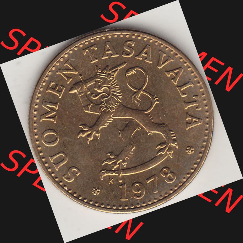 Alte Münzen KMS Finnland, Kursmünzensatz 1978 in Stempelglanz 1963-1990, 50 Penny 1978-1. Vorderseite einer Münze aus offiziellen KMS / Kursmünzen bzw.... Sammlung