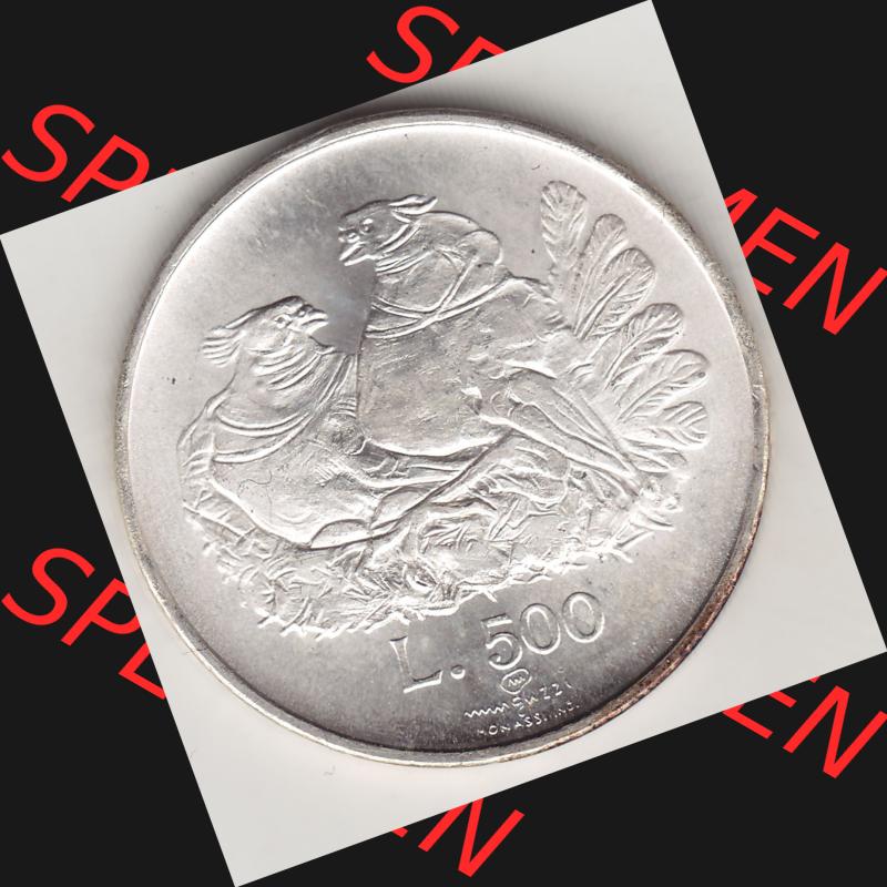 Bildmaterial Münzensatz / KMS 1974 aus San Marino 1974-1974, 500 Lire Silbermünze 1974 aus San Marino, wertvolle Edelmetallmünze Münze in Silber, L.500... Sammlung