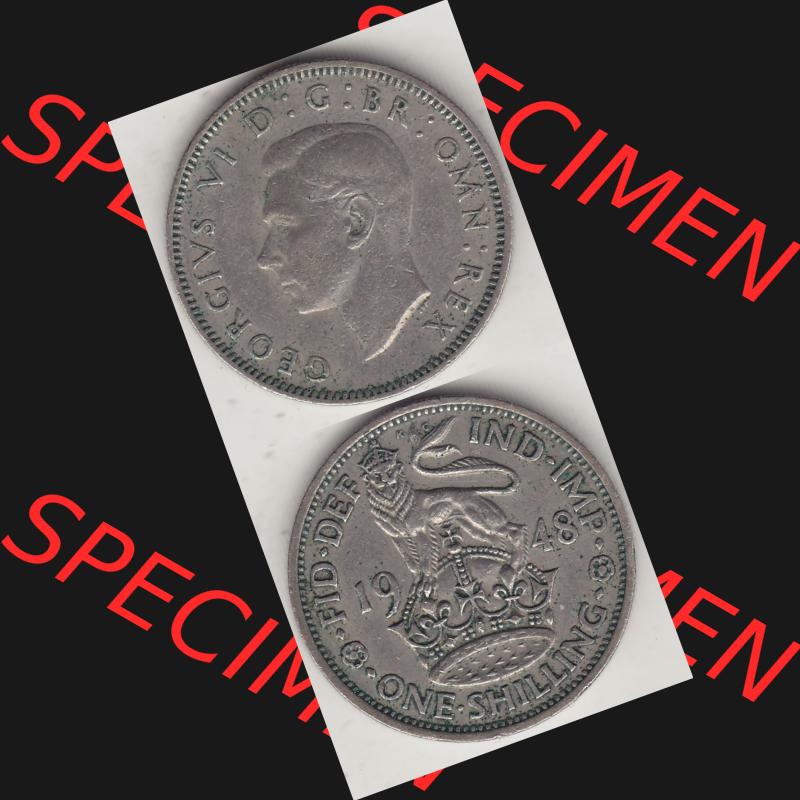 Alte Münzen Großbritannien Umlaufmünze 1949-1951, 1 One Schilling - Shilling, 1948-2 Stehender Löwe auf Krone. Vorderseite und Rückseite vertikal untereinander... Sammlung
