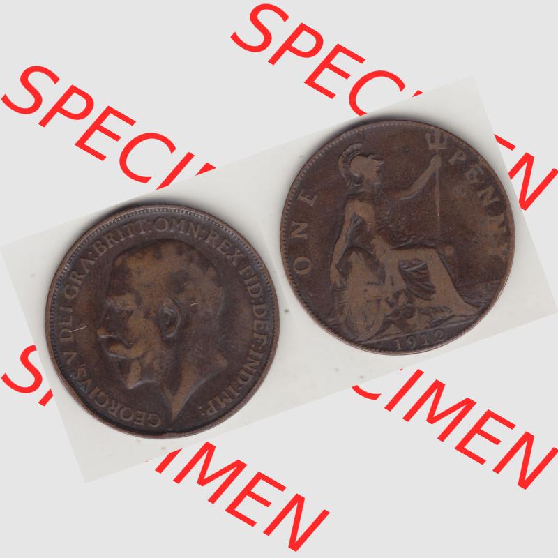 Alte Münzen Großbritannien Umlaufmünze 1911-1926, 1 Penny, One Penny, 1912-1, B.M. GEORGIVS V DEI GRA BRITT OMN REX FID DEF IND IMP. Vorderseite... Sammlung