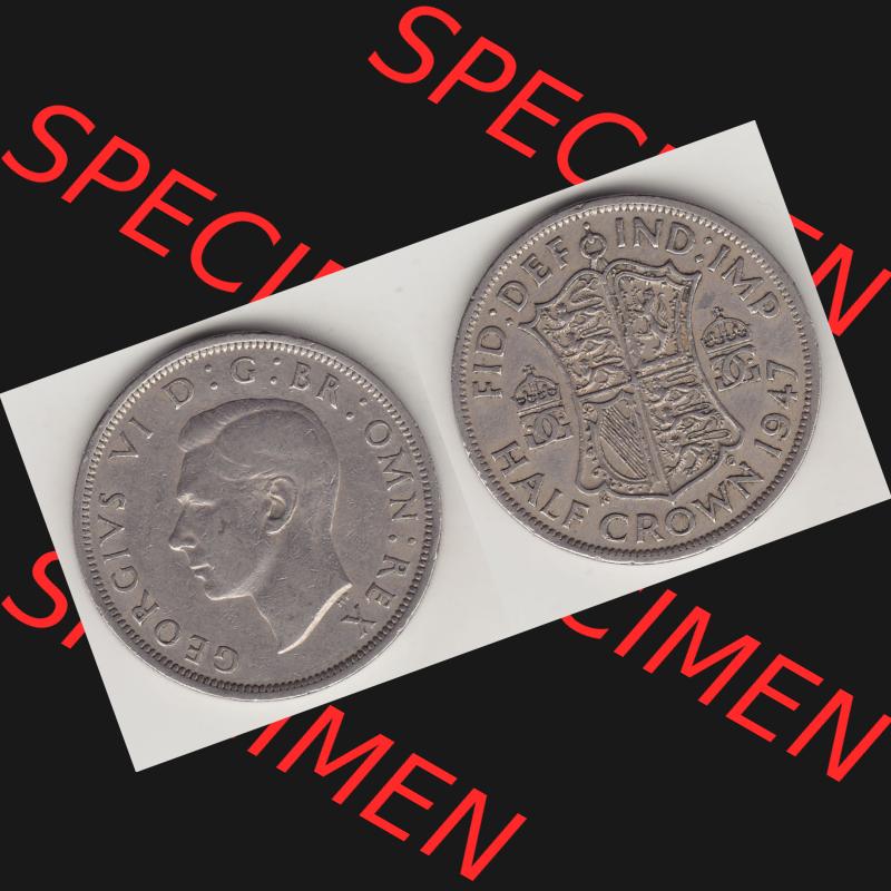 Alte Münzen Großbritannien Umlaufmünze 1947-1948, 1/2 Krone, Half Crown 1947-1, George VI, FID DEF IND IMP HALF CROWN. Vorderseite und Rückseite... Sammlung