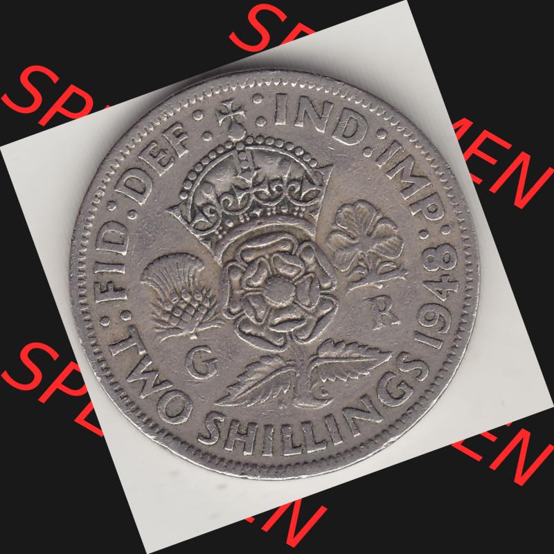 Alte Münzen Großbritannien Umlaufmünze 1947-1948, 2 Schilling-Florin, Two Shillings, 1948-8, George VI, GEORGIVS VI D G BR OMN REX, FID DEF IND IMP,... Sammlung