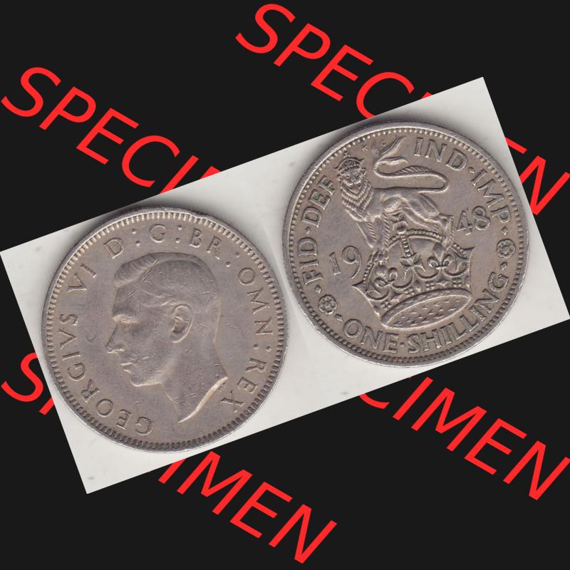 Alte Münzen Großbritannien Umlaufmünze 1949-1951, 1 One Schilling - Shilling, 1948-3 Stehender Löwe auf Krone. Vorderseite und Rückseite horizontal auf einen... Sammlung