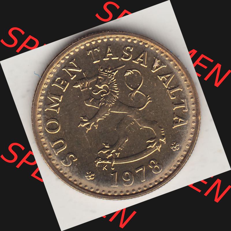 Alte Münzen KMS Finnland, Kursmünzensatz 1978 in Stempelglanz 1963-1982, 10 Penny, 1978-1. Vorderseite einer Münze aus offiziellen KMS / Kursmünzen bzw.... Sammlung