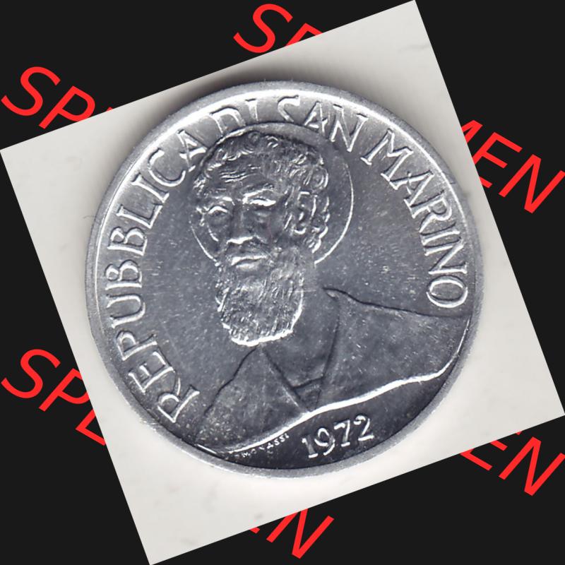 Bildmaterial Münzensatz / KMS 1972 aus San Marino 1972-1972, 1 Lira, Lire 1972, 1 LIRA MONASSI REPUBBLICA DI SAN MARINO. Vorderseite einer Umlaufmünze aus 1972 REPUBBLICA... Sammlung