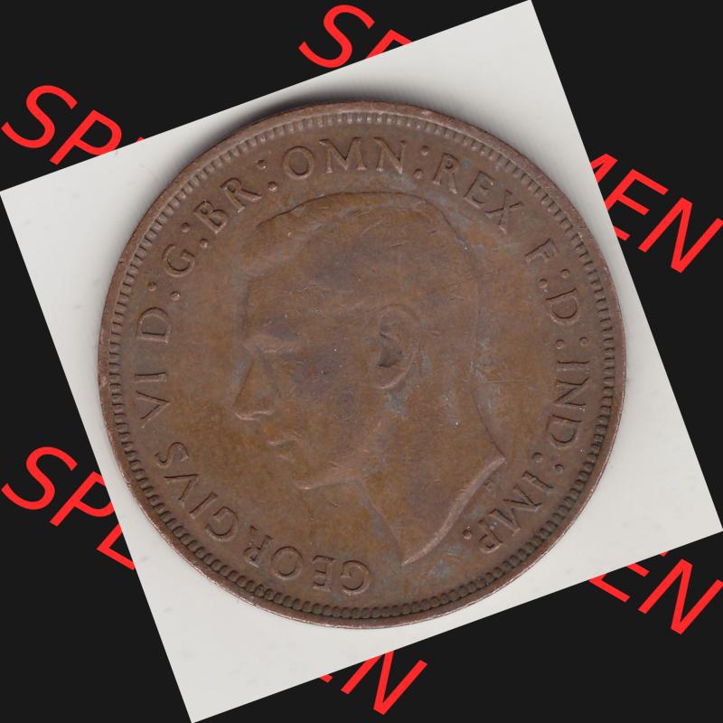 Münzen Großbritannien Umlaufmünze 1937-1948. 1 One Penny 1945-1, George VI, GEORGIVS VI DGBROMNREX FDINDIMP. HP. Vorderseite der alten britischen Münze... Sammlung