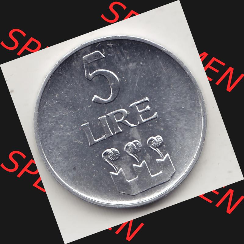 Bildmaterial Münzensatz / KMS 1972 aus San Marino 1972-1972, 5 Lire, 1972, LIRE MONASSI REPUBBLICA DI SAN MARINO. Rückseite als Einzelansicht einer Umlaufmünze... Sammlung