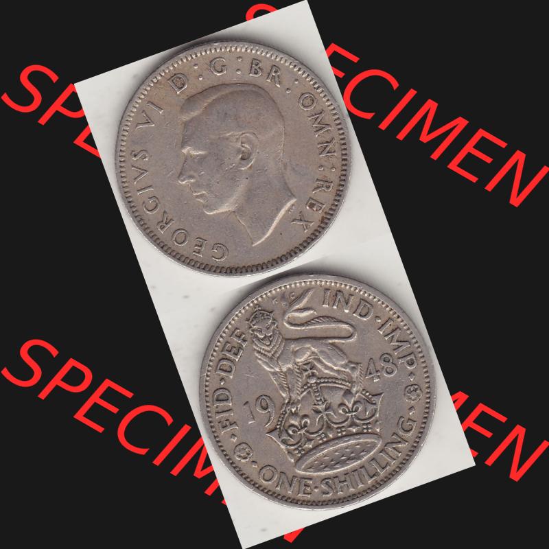 Alte Münzen Großbritannien Umlaufmünze 1949-1951, 1 One Schilling - Shilling, 1948-5 Stehender Löwe auf Krone. Vorderseite und Rückseite vertikal untereinander... Sammlung