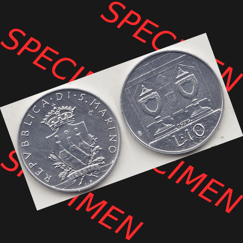 Bildmaterial Münzensatz / KMS 1979 aus San Marino 1979-1979, 10 Lire, J. V. LIBERTAS REPVBBLICA DI S. MARINO, 1979 L.10. Vorderseite und Rückseite... Sammlung