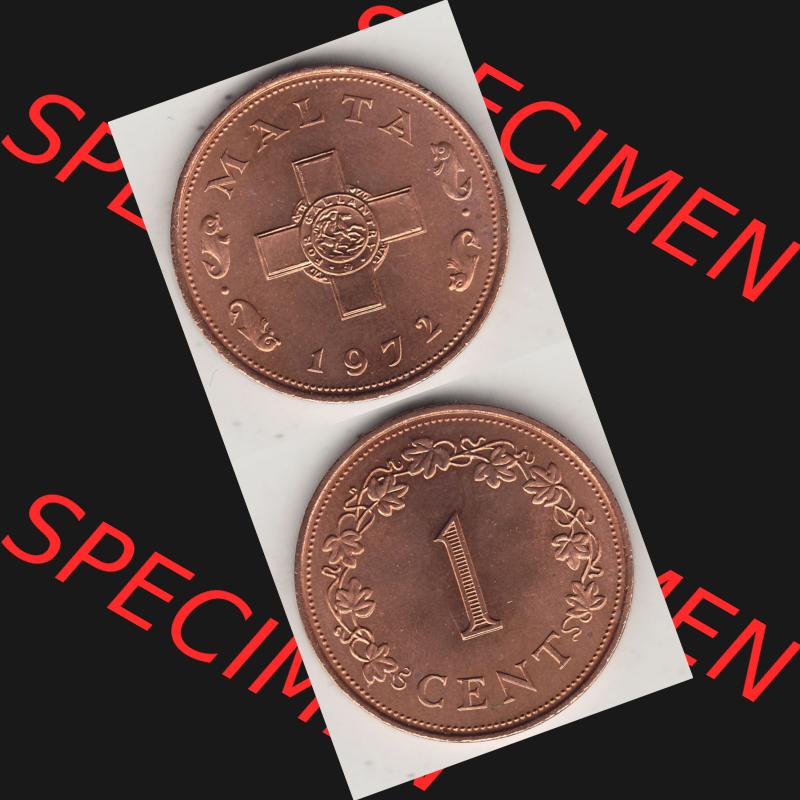 Bildmaterial Münzensatz / KMS 1972 aus Malta 1972-1982, 1 Cent 1972-1, MALTA 1 CENT. Vorderseite und Rückseite als vertikales untereinander zusammengefügte Bilder... Sammlung